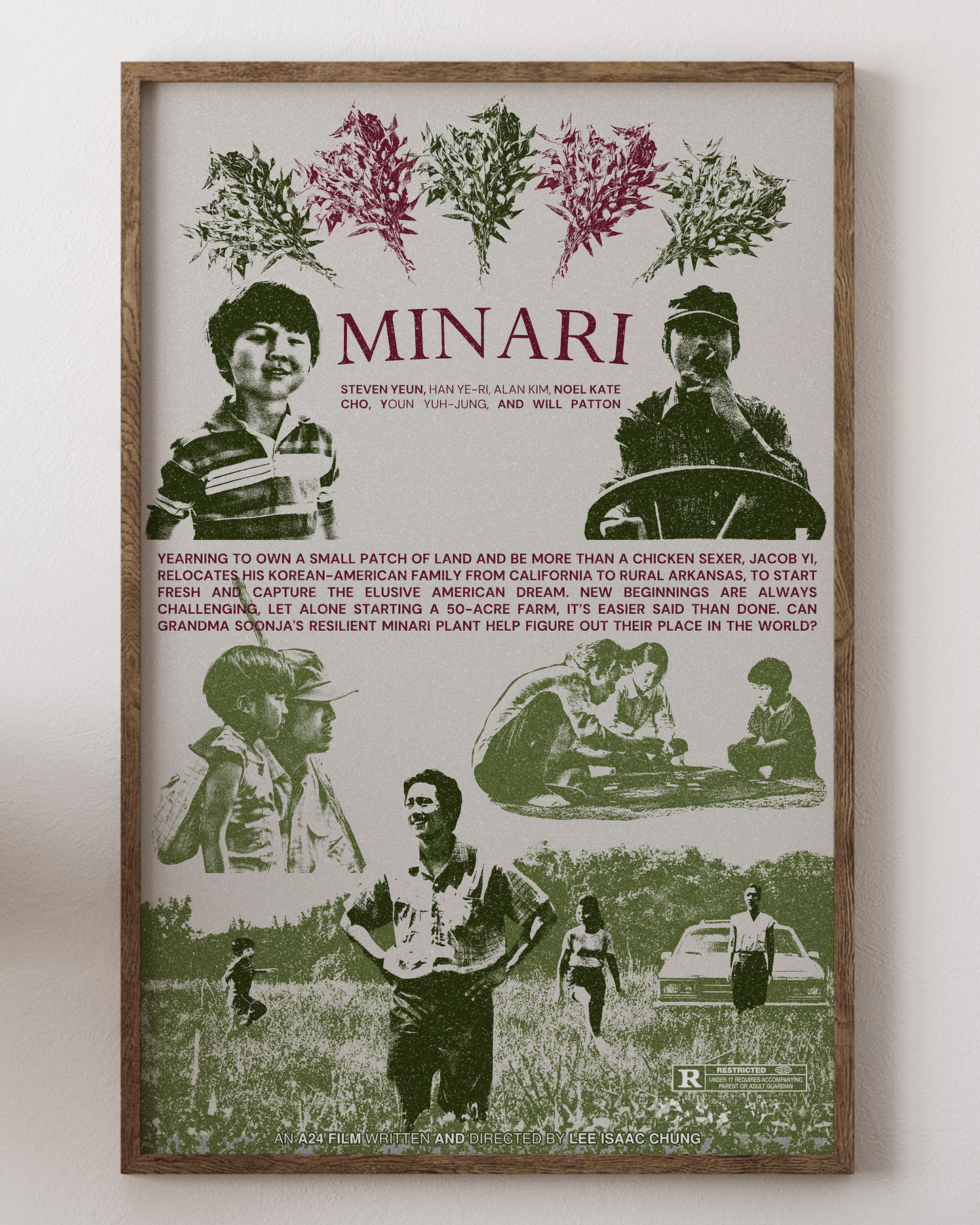 Minari poster with Steven Yeun, heartfelt family art, from House of Posters.