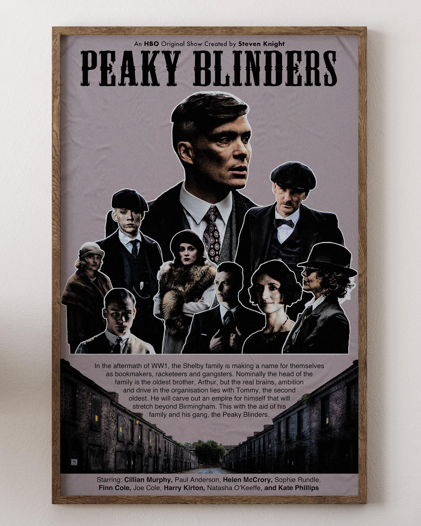 Peaky Blinders poster with Cillian Murphy, gritty gangster art, from House of Posters.