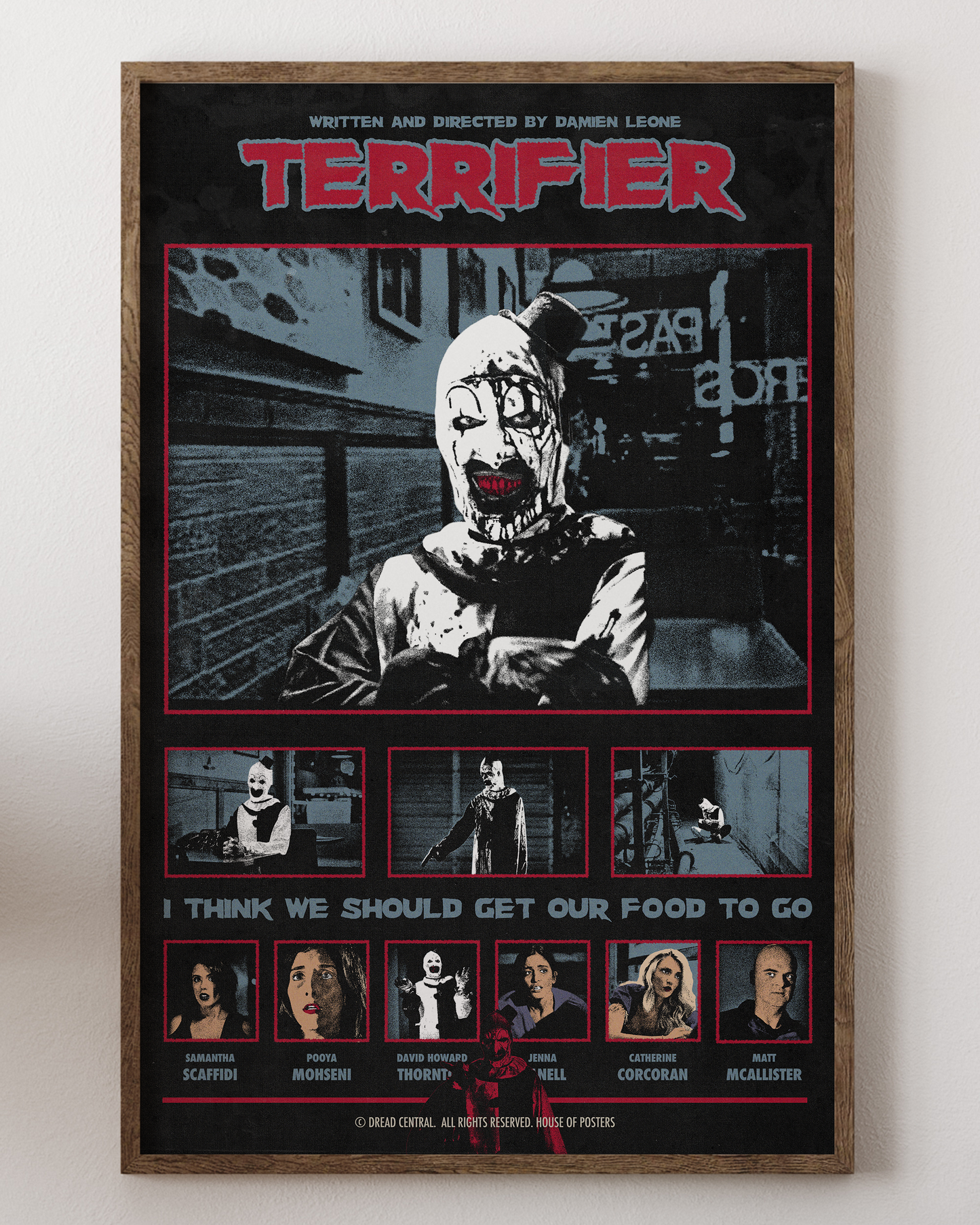 Terrifier poster with Art the Clown, gory horror art, from House of Posters.