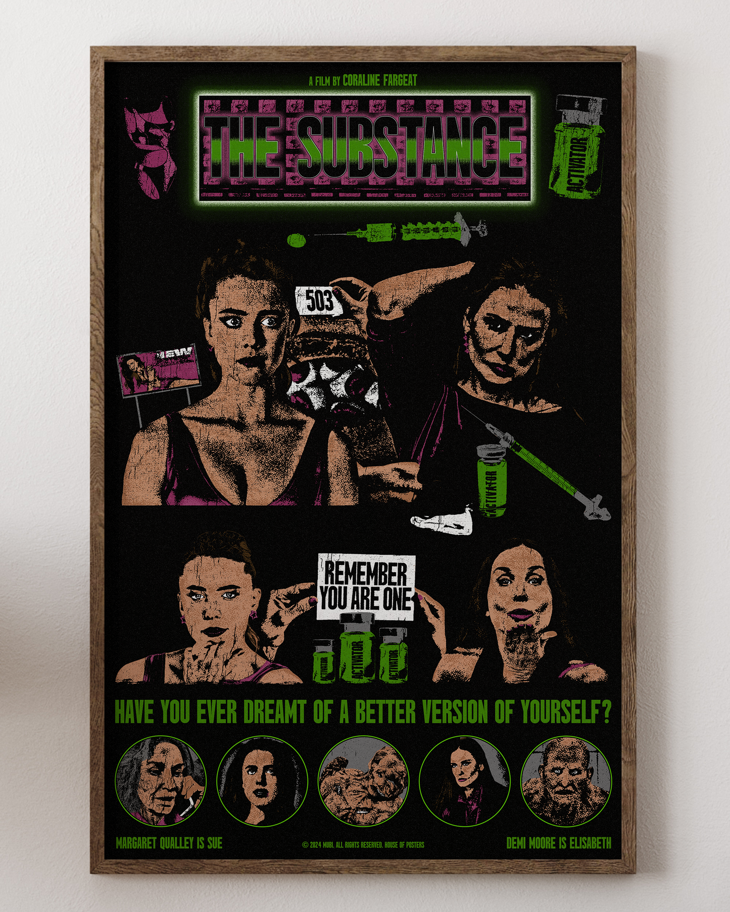 The Substance poster with sci-fi body horror visuals, bold art, from House of Posters.
