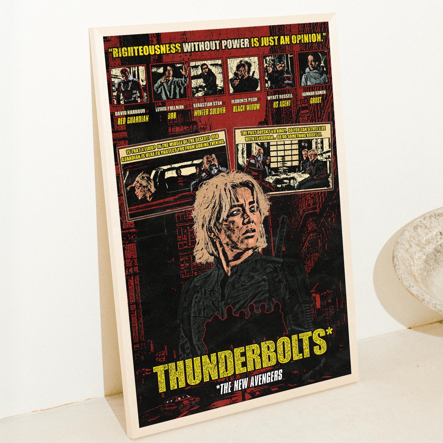 Thunderbolts poster featuring Yelena Belova in action, Marvel art, from House of Posters.