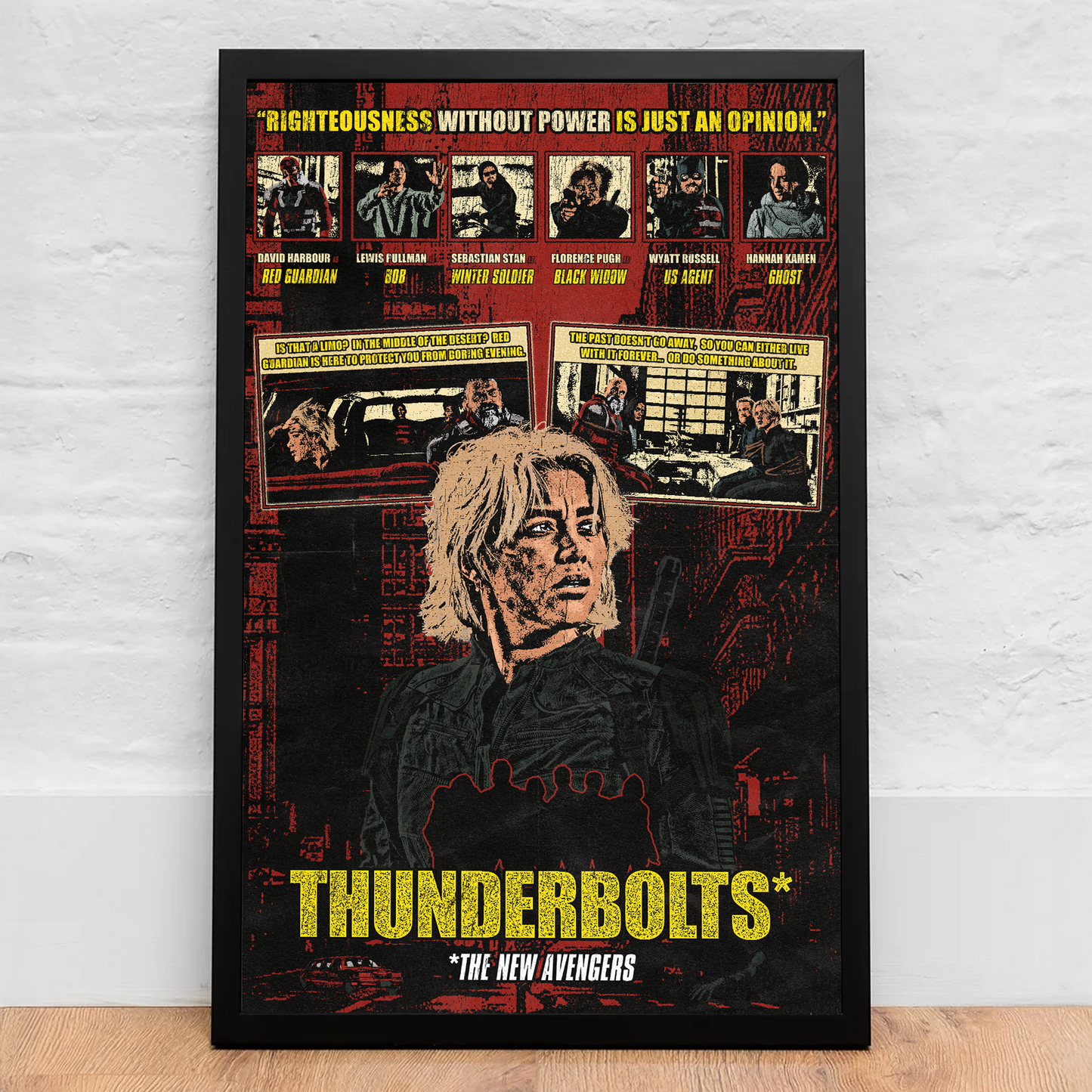 Thunderbolts poster featuring Yelena Belova in action, Marvel art, from House of Posters.