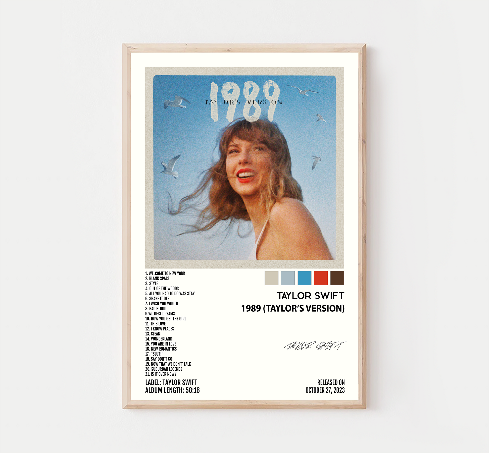 Taylor Swift Poster, 1989 (Taylors Version) Poster, Album Cover