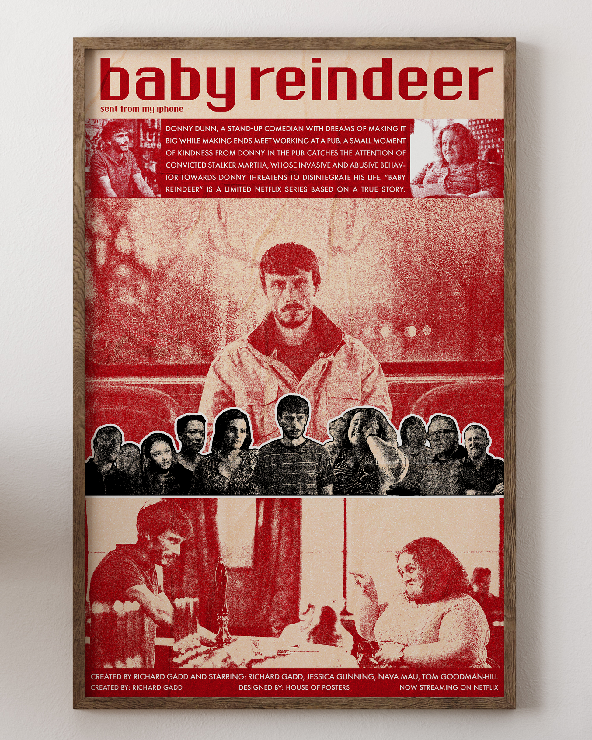 Baby Reindeer poster with emotional stalker drama, series art, from House of Posters.