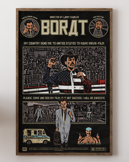 borat movie poster mockumentary Sacha Baron Cohen poster Sacha Baron Cohen print