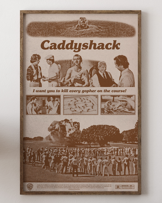 Caddyshack poster with Chevy Chase, golf comedy art, from House of Posters.