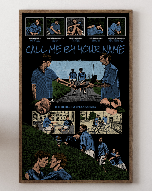 Call Me By Your Name poster with Timothée Chalamet, Italian summer, from House of Posters.