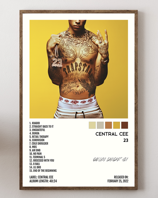 Central Cee poster, rap music poster, hip hop poster, Central Cee print, UK rap poster, urban music decor, modern rap poster, Central Cee wall art, British rapper poster, hip hop wall decor, Central Cee album art, rap artist print, streetwear aesthetic poster, UK drill poster, Central Cee concert poster