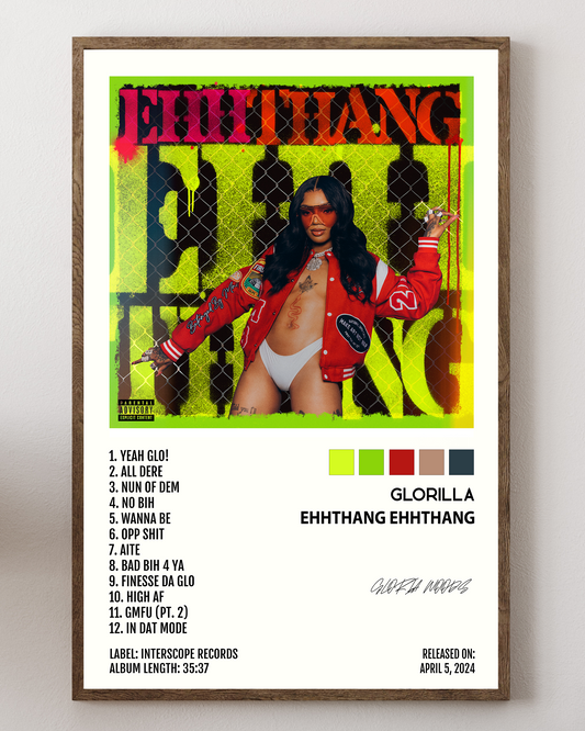 GloRilla poster, rap music poster, hip hop poster, GloRilla print, female rap poster, urban music decor, modern rap poster, GloRilla wall art, female rapper poster, hip hop wall decor, GloRilla album art, rap artist print, streetwear aesthetic poster, Memphis rap poster, GloRilla concert poster