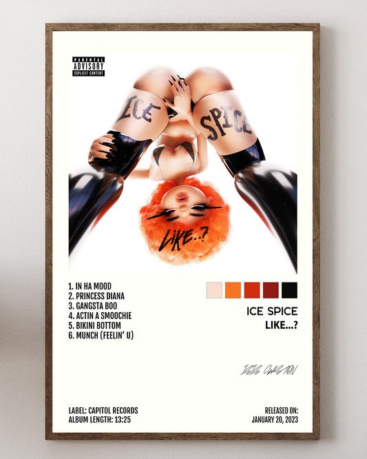 Ice Spice poster, rap music poster, hip hop poster, Ice Spice print, female rap poster, urban music decor, modern rap poster, Ice Spice wall art, female rapper poster, hip hop wall decor, Ice Spice album art, rap artist print, streetwear aesthetic poster, New York rap poster, Ice Spice concert poster