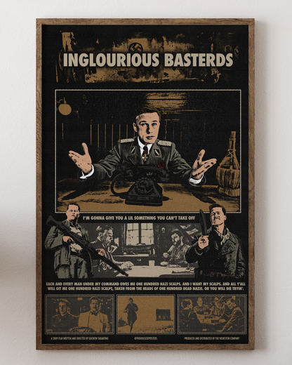 Inglourious Basterds poster with Brad Pitt, WWII action art, from House of Posters.