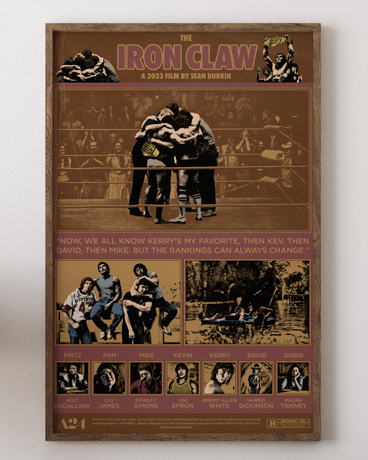 The Iron Claw poster with Zac Efron, wrestling family art, from House of Posters.