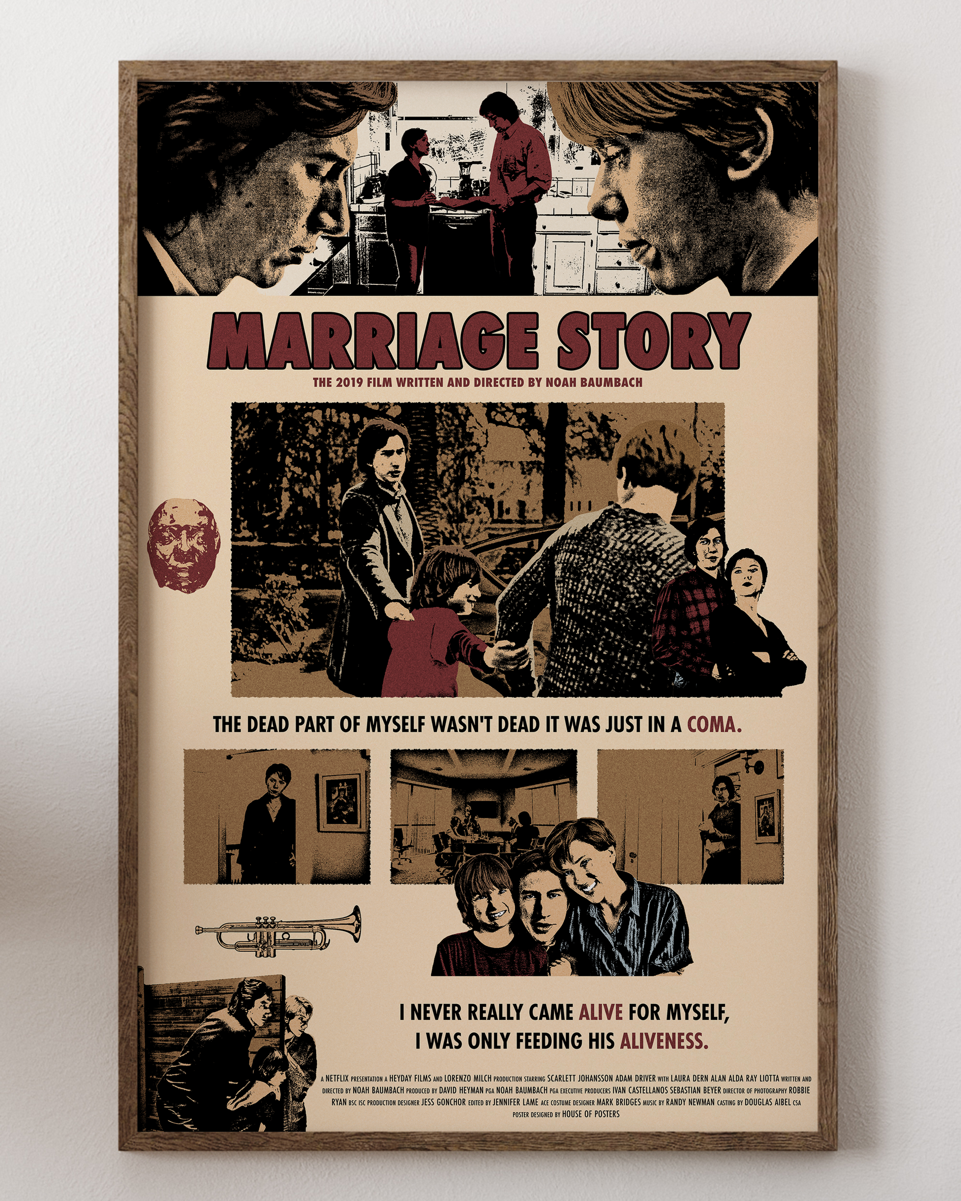 Marriage Story poster with Adam Driver and Scarlett Johansson, from House of Posters.