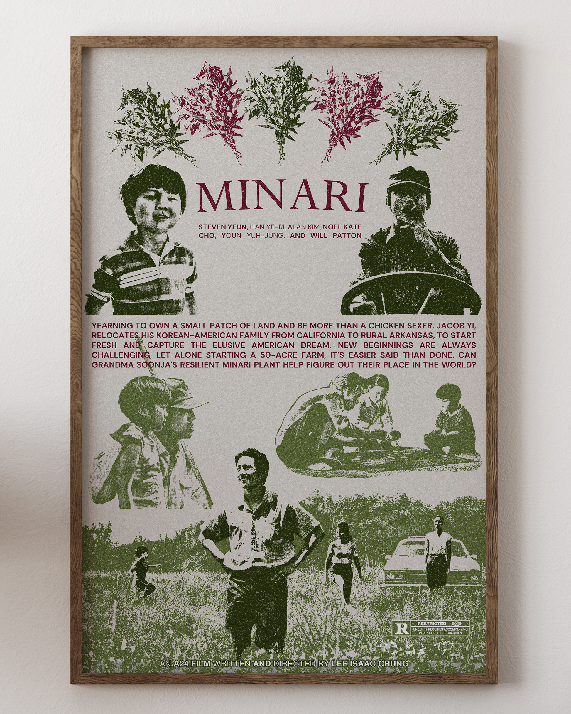 Minari poster with Steven Yeun, heartfelt family art, from House of Posters.