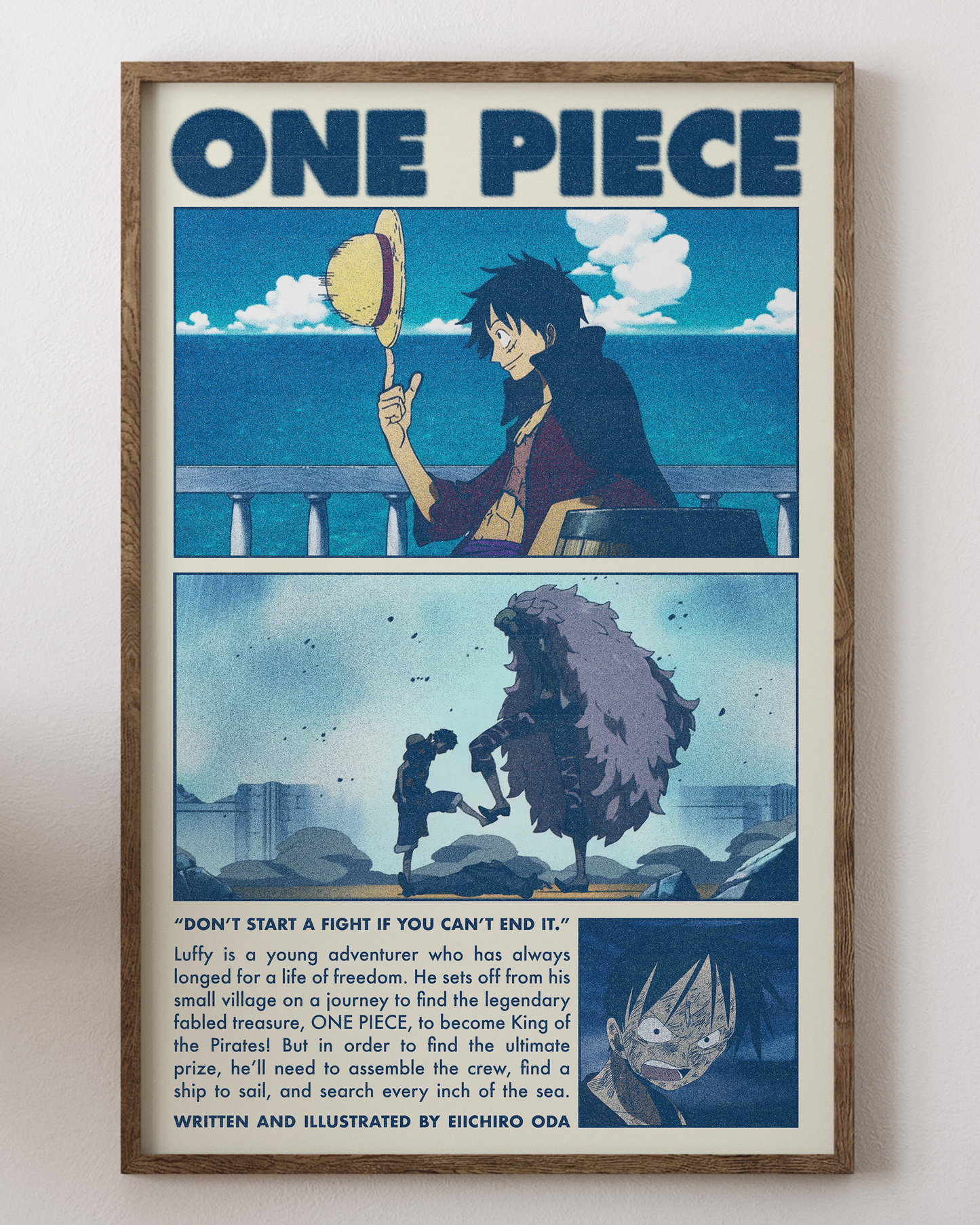 One Piece poster with Luffy and Straw Hat crew, anime art, from House of Posters.