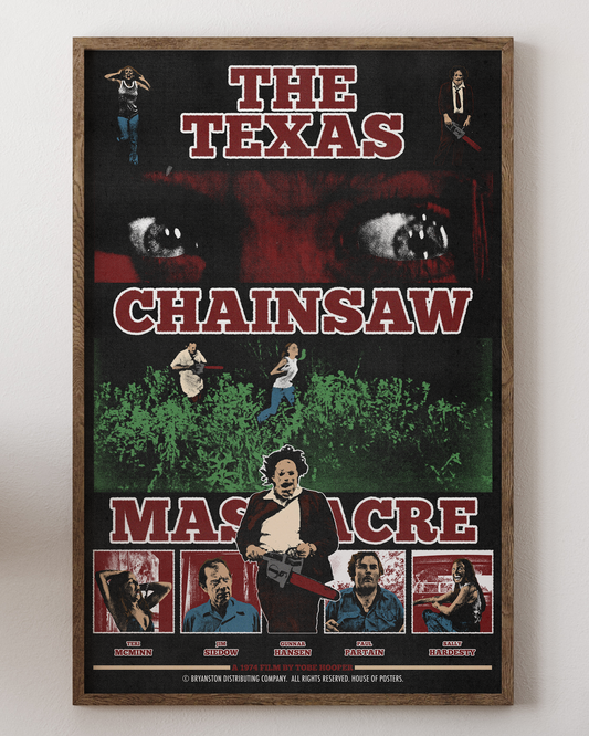 Texas Chainsaw Massacre poster with Leatherface, horror art, from House of Posters.