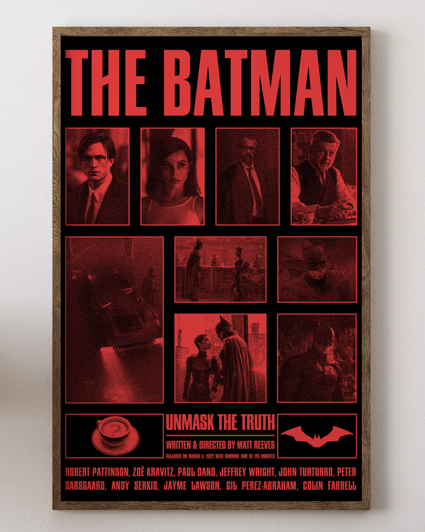 The Batman poster with Robert Pattinson, dark Gotham art, from House of Posters.