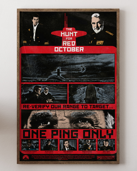 Hunt for Red October poster with Sean Connery, submarine art, from House of Posters.