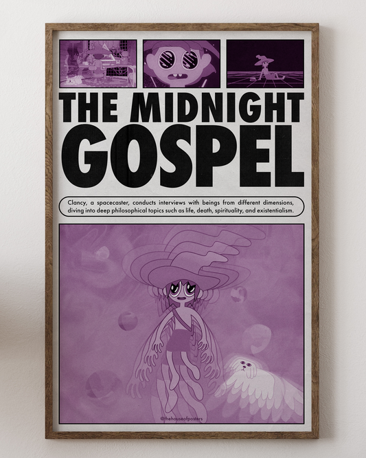 The Midnight Gospel poster with colorful cosmic art, from House of Posters.