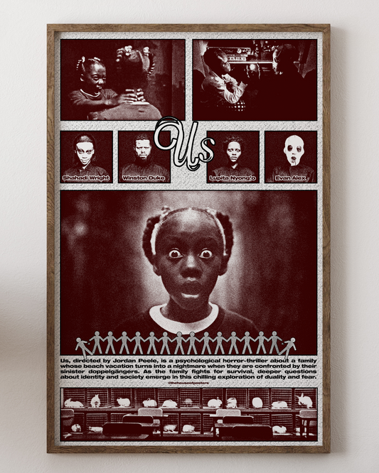 Us poster with Lupita Nyong’o and shadow family, horror art, from House of Posters.