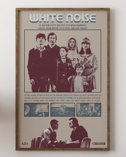 White Noise poster with Adam Driver, chaotic family art, from House of Posters.